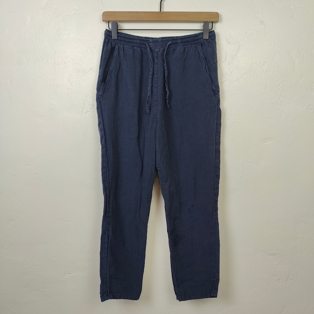 Toast Womens Linen Pants XS‎ Blue Drawstring Waist Casual Coastal Minimalist
